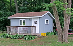 Sunnyside Cabin exterior at Pine Crest Campground